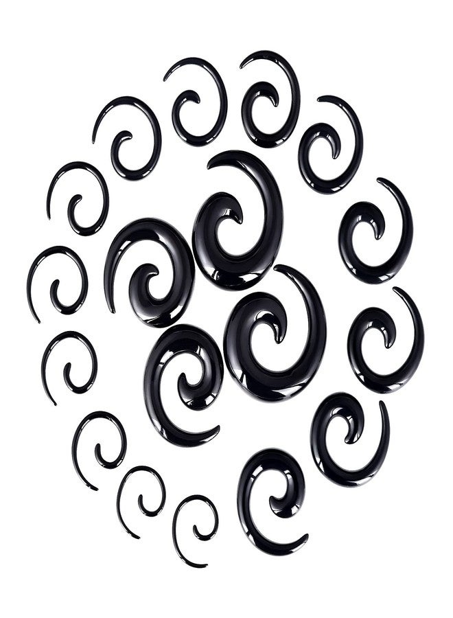 Qmcandy 9 Pairs Acrylic Spiral Taper Set Spiral Ear Stretching Kit Gauges 14G 12G 10G 8G 6G 4G 2G 0G 00G, Black - Image 1